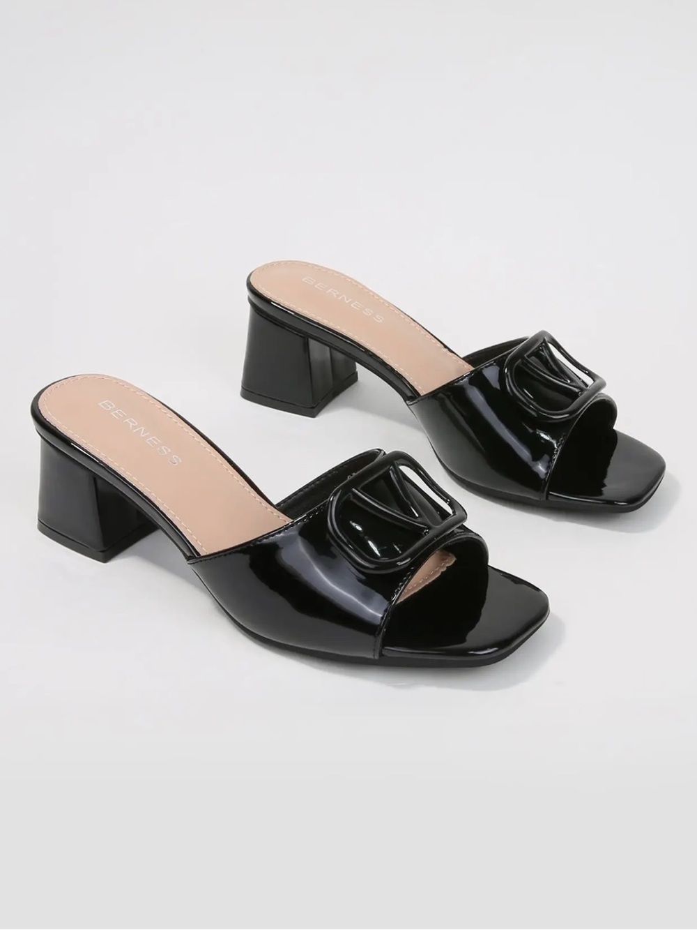 Giada Black Patent Block Heel